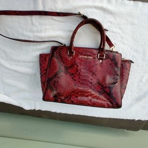 Michael Kors Selma Cinnabar LG TZ Satchel- Genuine Leather python print